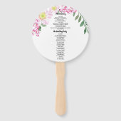 Roze Rozen Boho Bloemige Waterverf Trouwprogramma Handwaaier (Achterkant)