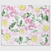 Roze Rozen Boho Waterverf Bloemmotief Cadeaupapier (Vlak)