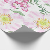 Roze Rozen Boho Waterverf Bloemmotief Cadeaupapier (Hoek)