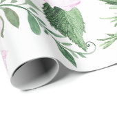 Roze Rozen Boho Waterverf Bloemmotief Cadeaupapier (Rol Hoek)
