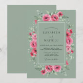 Roze Rozen Boog Bruiloft Kaart (Voorkant / Achterkant)