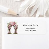 Roze rozen boog tuin retour adres etiket (Insitu)