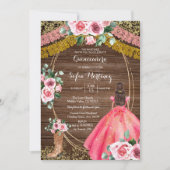 Roze rozen & Boots Charra Quinceanera 2 Kaart (Voorkant)
