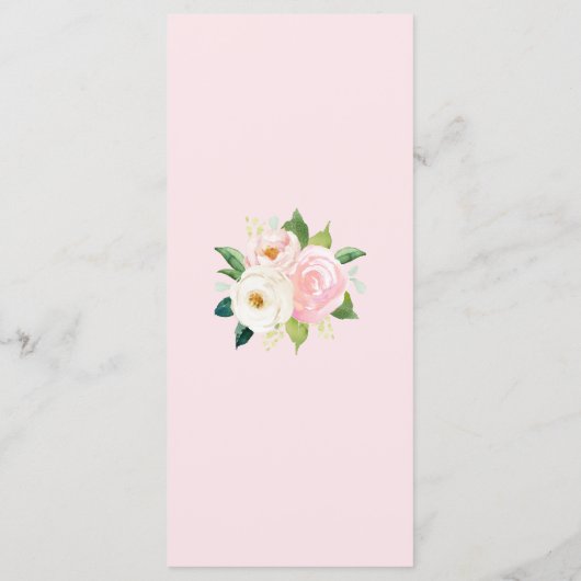 Roze Rozen Botanische Aquarel Trouw Menu (Achterkant)