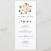 Roze Rozen Botanische Aquarel Trouw Menu (Voorkant)