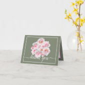Roze Rozen Botanische Bloemboeket Chic Bedankt Kaart (Gele Bloem)