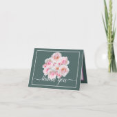 Roze Rozen Botanische Bloemen Boeket Chic Dank u Kaart (Voorkant)