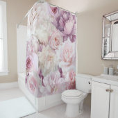  roze rozen botanische tuin schilderij douchegordijn (In situ)