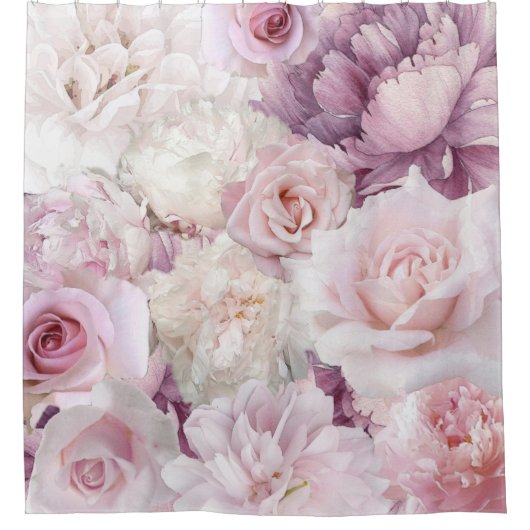  roze rozen botanische tuin schilderij douchegordijn (Voorkant)