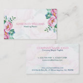 Roze rozen Bouquet op witte achtergrond Visitekaartje (Voorkant / Achterkant)