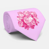 Roze Rozen Bouquet Stropdas (Opgerold)
