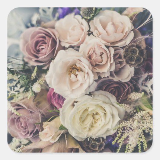  roze rozen Bouquet Wedding Stickers (Voorkant)