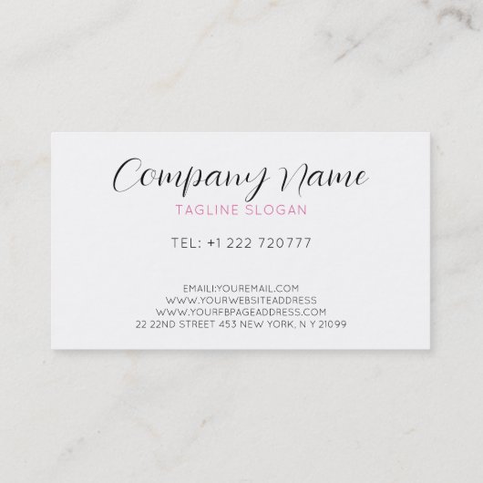 Roze rozen boven visitekaartje (Achterkant)