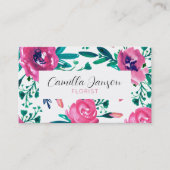 Roze rozen boven visitekaartje (Voorkant)
