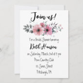 Roze Rozen Bridal Shower Invitation Kaart (Voorkant)