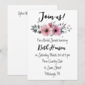 Roze Rozen Bridal Shower Invitation Kaart (Voorkant / Achterkant)