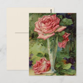 roze rozen briefkaart (Voorkant / Achterkant)