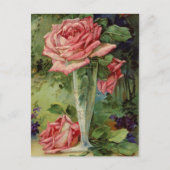  roze rozen briefkaart (Voorkant)