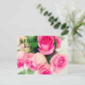 Roze Rozen Briefkaart (Staand voorkant)