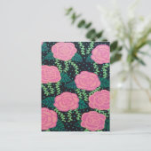 Roze Rozen Briefkaart (Staand voorkant)