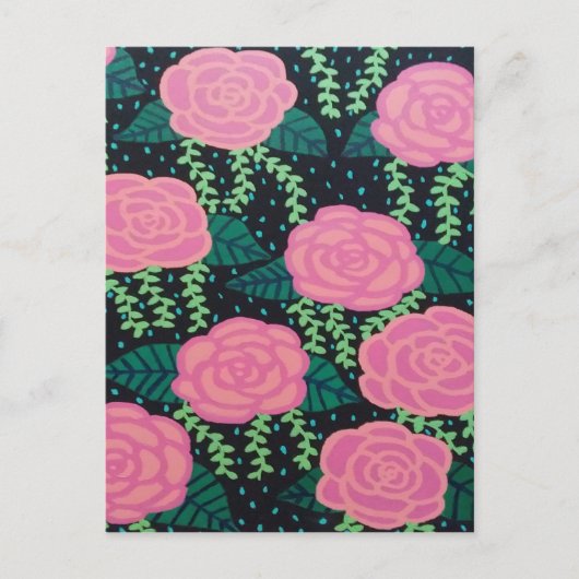 Roze Rozen Briefkaart (Voorkant)