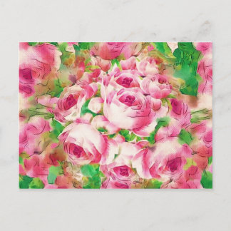  roze rozen briefkaart
