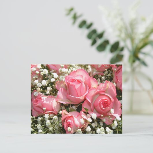 Roze Rozen | Briefkaart (Staand voorkant)