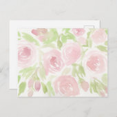 Roze rozen briefkaart (Voorkant / Achterkant)