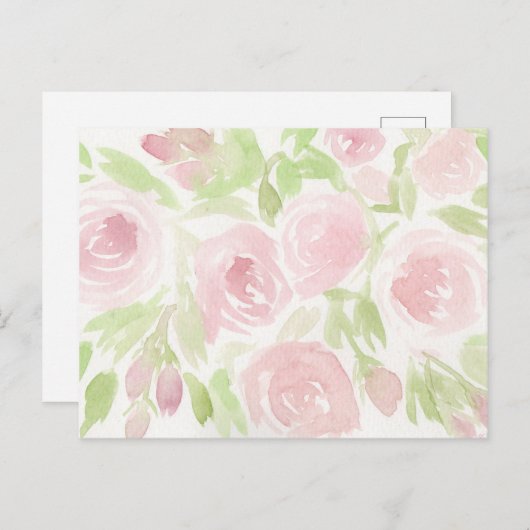 Roze rozen briefkaart (Voorkant / Achterkant)
