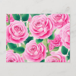 Roze rozen briefkaart