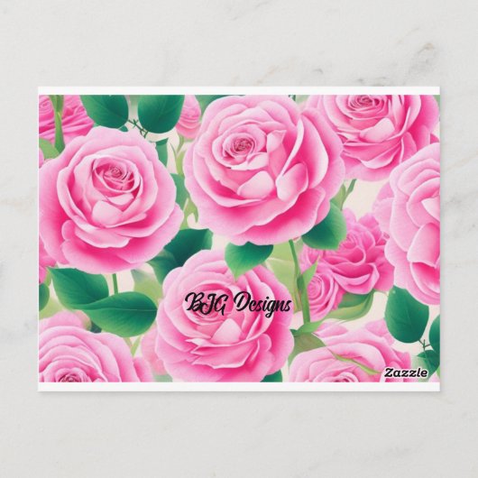 Roze rozen briefkaart (Achterkant)