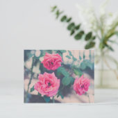 Roze rozen briefkaart (Staand voorkant)
