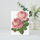 roze rozen briefkaart (Staand voorkant)