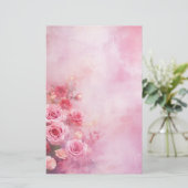  roze rozen briefpapier (Staand voorkant)