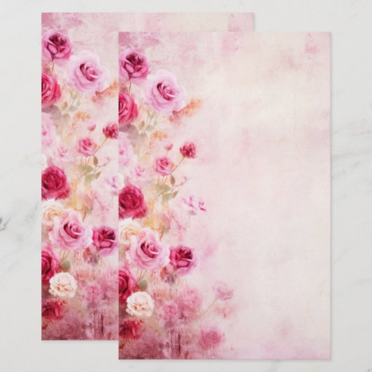  roze rozen briefpapier (Voorkant / Achterkant)