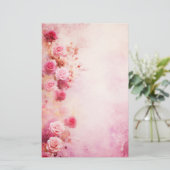  roze rozen briefpapier (Staand voorkant)