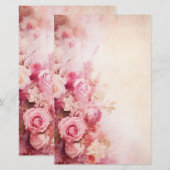 roze rozen briefpapier (Voorkant / Achterkant)