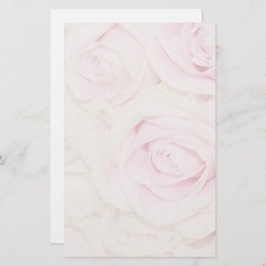 Roze rozen briefpapier (Voorkant / Achterkant)