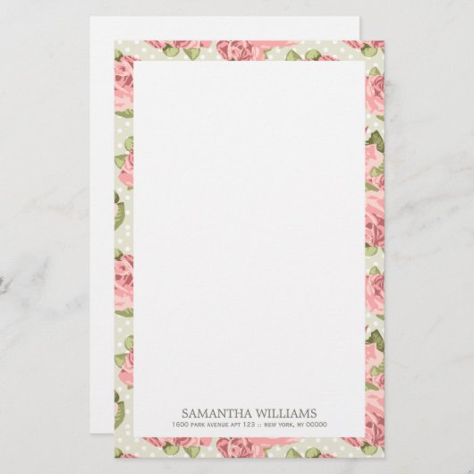 Roze  Rozen Briefpapier (Voorkant / Achterkant)