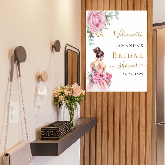 Roze rozen bruid jurk Vrijgezellenfeest welkom Poster