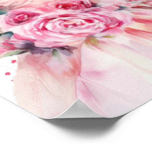 Roze rozen bruid jurk Vrijgezellenfeest welkom Poster (Hoek)