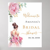 Roze rozen bruid jurk Vrijgezellenfeest welkom Poster (Voorkant)