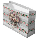 Roze Rozen Bruids Boeket Groot Cadeauzakje (Voorkant Gekanteld)
