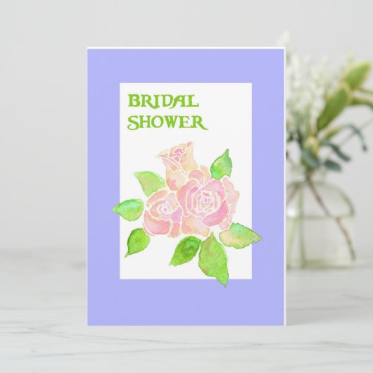  Roze Rozen Bruidsdouche Uitnodiging (Staand voorkant)