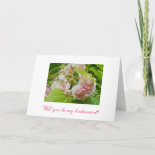 Roze Rozen Bruidsmeisje Verzoekkaart