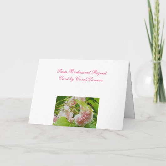 Roze Rozen Bruidsmeisje Verzoekkaart (Achterkant)