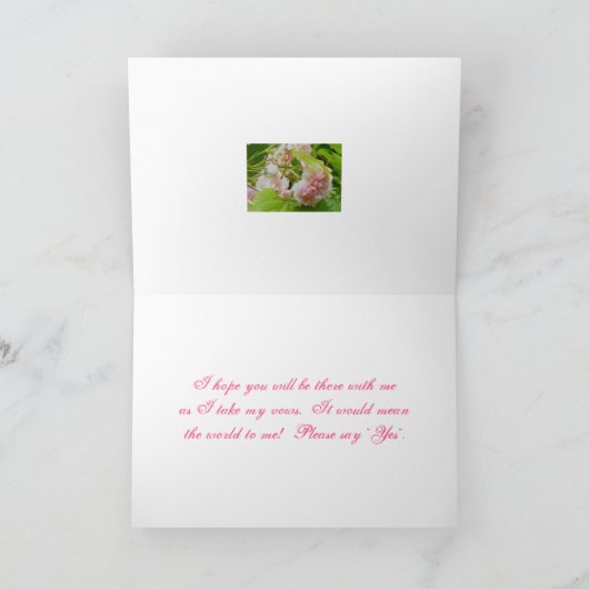 Roze Rozen Bruidsmeisje Verzoekkaart (Binnen)