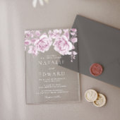 roze rozen bruiloft acryl uitnodigingen