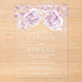  roze rozen bruiloft acryl uitnodigingen (Voorkant)