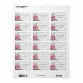 Roze Rozen Bruiloft Adres Label (Full Sheet)